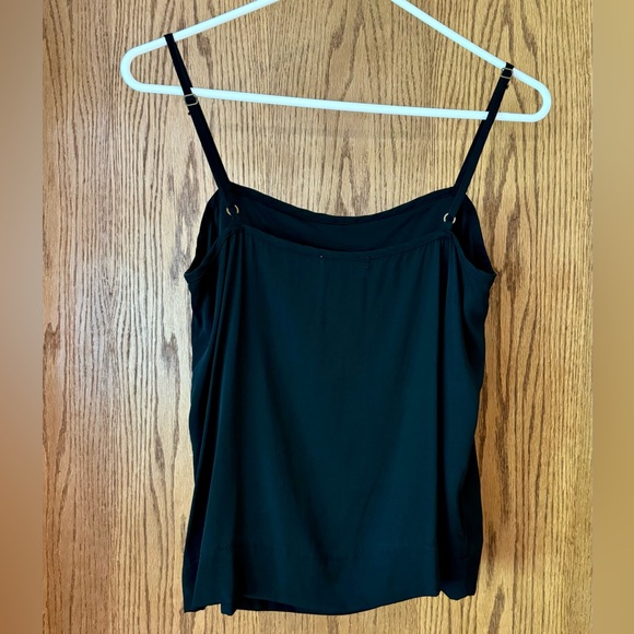 Black 100% Silk Camisole by T Luxury Apparel with Ruffled Tier Detail Tank Top - Picture 3 of 7